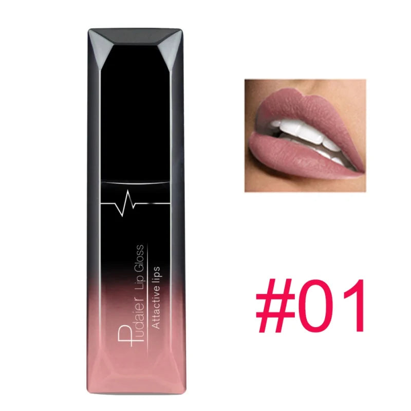 pudaier 21 Colors Metallic Liquid Lip Gloss Waterproof Matte Lip Gold 24 Hours Long